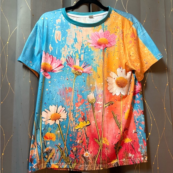 Colorful Floral Graphic T-Shirt - Picture 1 of 1